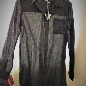 Skin Sheer Black Pima Cotton Beach Cover-up  Sleep Shirt XS